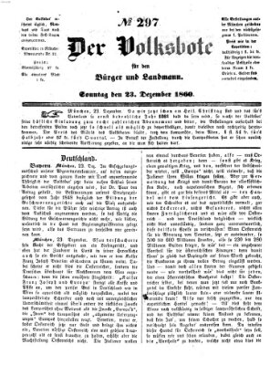 Der Volksbote für den Bürger und Landmann Sonntag 23. Dezember 1860