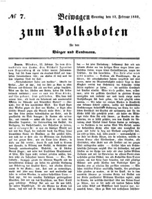 Der Volksbote für den Bürger und Landmann Sonntag 12. Februar 1860