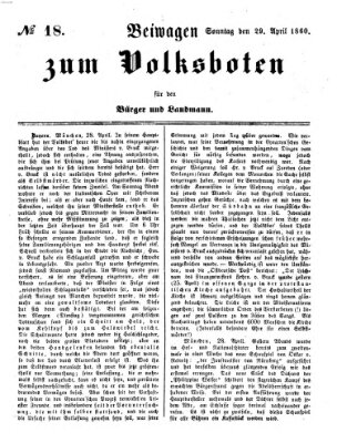 Der Volksbote für den Bürger und Landmann Sonntag 29. April 1860