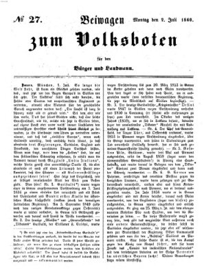 Der Volksbote für den Bürger und Landmann Montag 2. Juli 1860