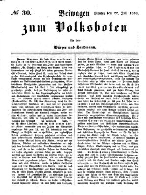 Der Volksbote für den Bürger und Landmann Sonntag 22. Juli 1860