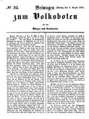 Der Volksbote für den Bürger und Landmann Montag 6. August 1860