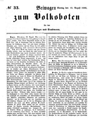 Der Volksbote für den Bürger und Landmann Montag 13. August 1860