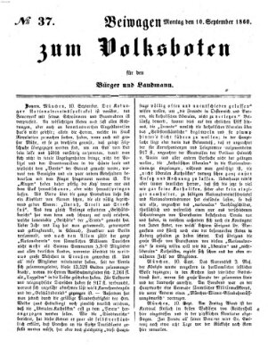 Der Volksbote für den Bürger und Landmann Montag 10. September 1860