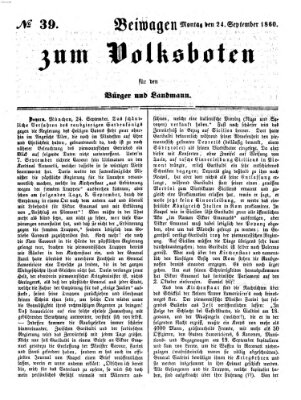 Der Volksbote für den Bürger und Landmann Montag 24. September 1860