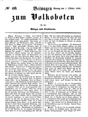 Der Volksbote für den Bürger und Landmann Montag 1. Oktober 1860