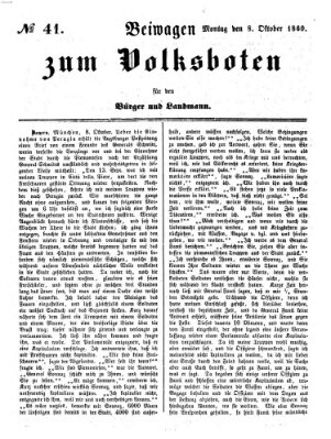 Der Volksbote für den Bürger und Landmann Montag 8. Oktober 1860