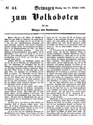 Der Volksbote für den Bürger und Landmann Montag 29. Oktober 1860