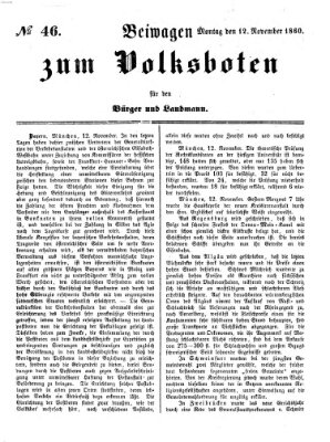 Der Volksbote für den Bürger und Landmann Montag 12. November 1860