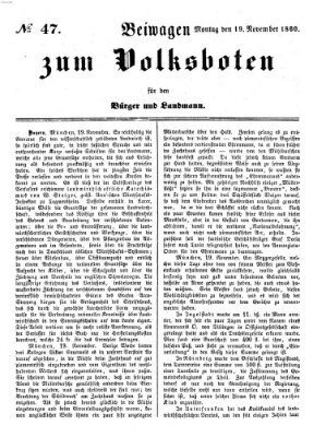 Der Volksbote für den Bürger und Landmann Montag 19. November 1860