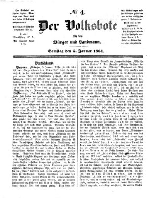 Der Volksbote für den Bürger und Landmann Samstag 5. Januar 1861