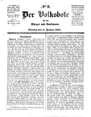 Der Volksbote für den Bürger und Landmann Dienstag 8. Januar 1861