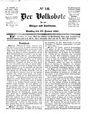 Der Volksbote für den Bürger und Landmann Samstag 12. Januar 1861