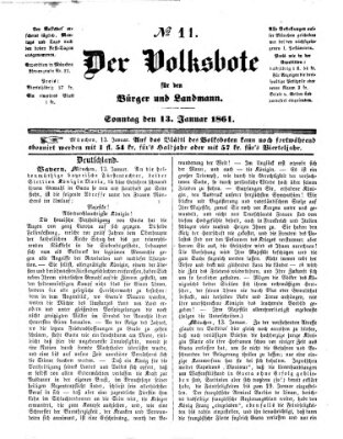 Der Volksbote für den Bürger und Landmann Sonntag 13. Januar 1861