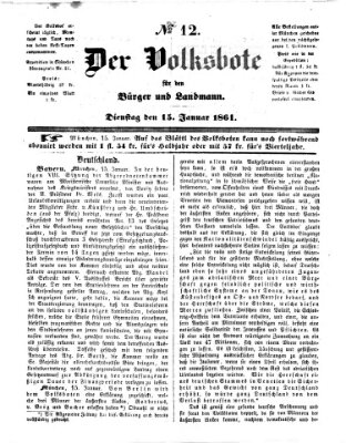 Der Volksbote für den Bürger und Landmann Dienstag 15. Januar 1861