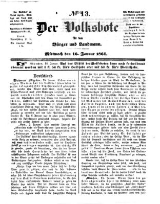 Der Volksbote für den Bürger und Landmann Mittwoch 16. Januar 1861