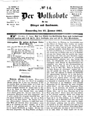 Der Volksbote für den Bürger und Landmann Donnerstag 17. Januar 1861