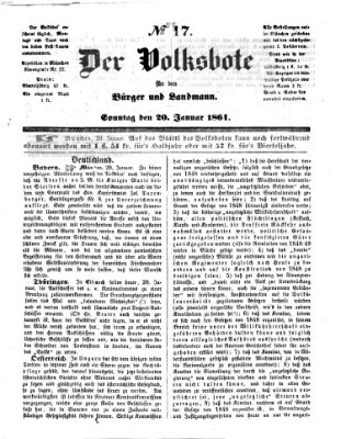 Der Volksbote für den Bürger und Landmann Sonntag 20. Januar 1861