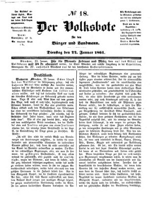 Der Volksbote für den Bürger und Landmann Dienstag 22. Januar 1861