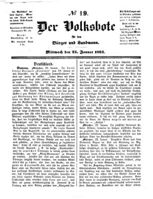 Der Volksbote für den Bürger und Landmann Mittwoch 23. Januar 1861