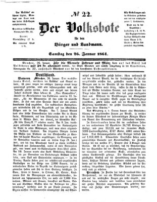 Der Volksbote für den Bürger und Landmann Samstag 26. Januar 1861