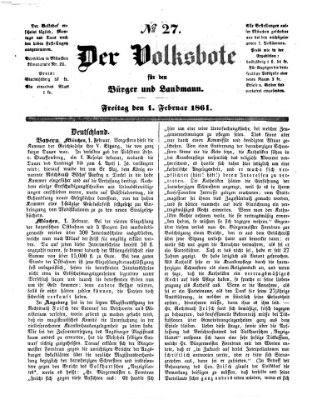 Der Volksbote für den Bürger und Landmann Freitag 1. Februar 1861