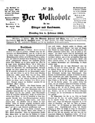 Der Volksbote für den Bürger und Landmann Dienstag 5. Februar 1861