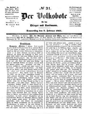 Der Volksbote für den Bürger und Landmann Donnerstag 7. Februar 1861