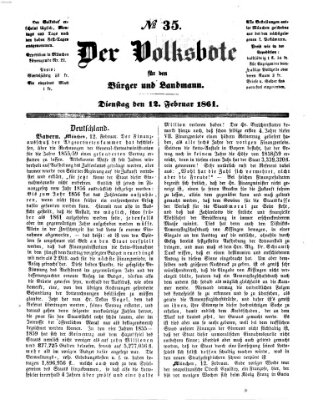 Der Volksbote für den Bürger und Landmann Dienstag 12. Februar 1861