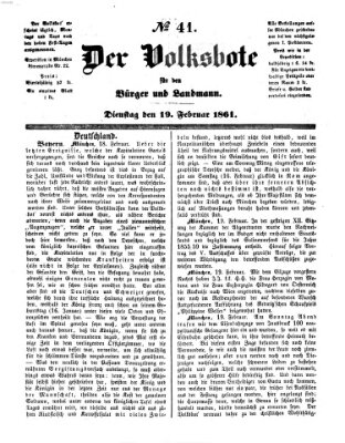 Der Volksbote für den Bürger und Landmann Dienstag 19. Februar 1861