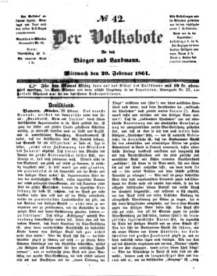 Der Volksbote für den Bürger und Landmann Mittwoch 20. Februar 1861