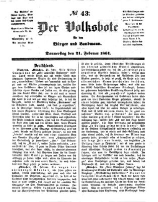 Der Volksbote für den Bürger und Landmann Donnerstag 21. Februar 1861