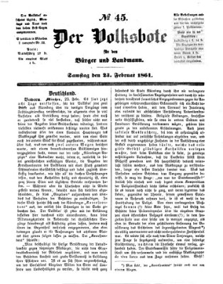 Der Volksbote für den Bürger und Landmann Samstag 23. Februar 1861