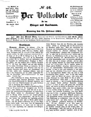 Der Volksbote für den Bürger und Landmann Sonntag 24. Februar 1861