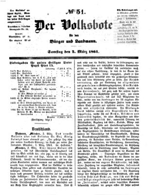 Der Volksbote für den Bürger und Landmann Samstag 2. März 1861