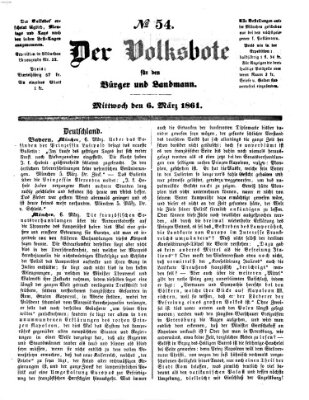 Der Volksbote für den Bürger und Landmann Mittwoch 6. März 1861