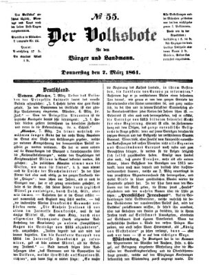 Der Volksbote für den Bürger und Landmann Donnerstag 7. März 1861