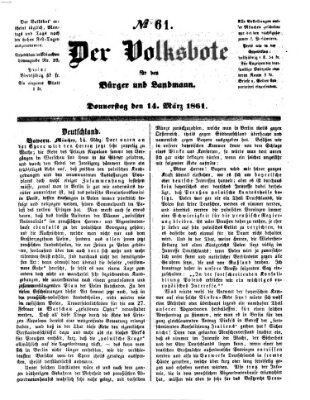 Der Volksbote für den Bürger und Landmann Donnerstag 14. März 1861