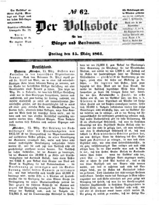 Der Volksbote für den Bürger und Landmann Freitag 15. März 1861