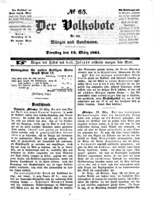 Der Volksbote für den Bürger und Landmann Dienstag 19. März 1861