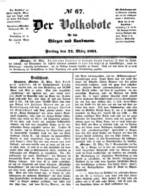 Der Volksbote für den Bürger und Landmann Freitag 22. März 1861