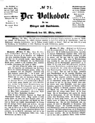 Der Volksbote für den Bürger und Landmann Mittwoch 27. März 1861