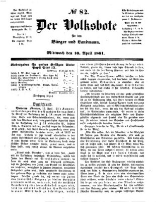 Der Volksbote für den Bürger und Landmann Mittwoch 10. April 1861