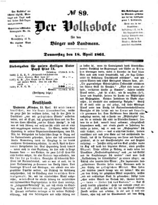 Der Volksbote für den Bürger und Landmann Donnerstag 18. April 1861