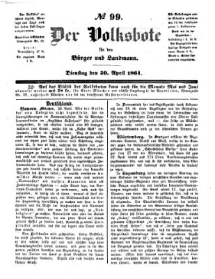 Der Volksbote für den Bürger und Landmann Dienstag 30. April 1861