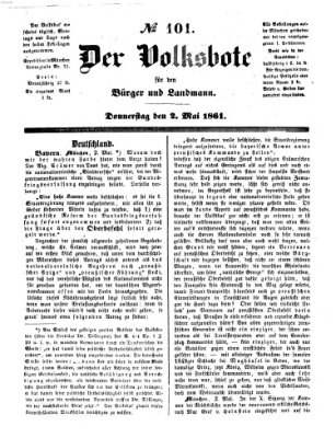 Der Volksbote für den Bürger und Landmann Donnerstag 2. Mai 1861