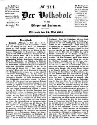 Der Volksbote für den Bürger und Landmann Mittwoch 15. Mai 1861