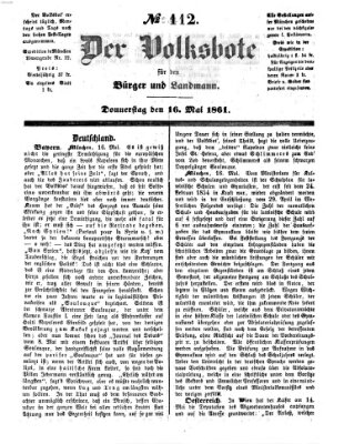 Der Volksbote für den Bürger und Landmann Donnerstag 16. Mai 1861