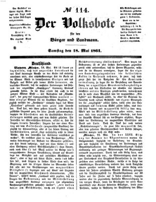 Der Volksbote für den Bürger und Landmann Samstag 18. Mai 1861