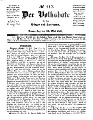 Der Volksbote für den Bürger und Landmann Donnerstag 23. Mai 1861